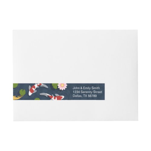 Japanese Koi Fish Pond Wrap Around Address Label