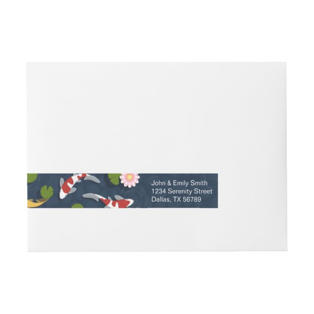 Japanese Koi Fish Pond Wrap Around Address Label (Front)