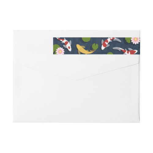 Japanese Koi Fish Pond Wrap Around Label