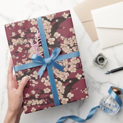 Japanese Koi Fish Sakura Pattern  Wrapping Paper