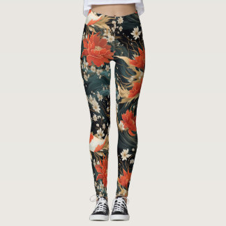 Japanese Koi Fish Seamless Pattern Leggings