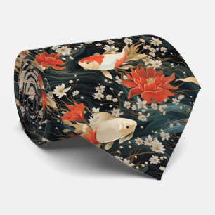 Japanese Koi Fish Seamless Pattern Neck Tie