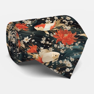 Japanese Koi Fish Seamless Pattern Neck Tie