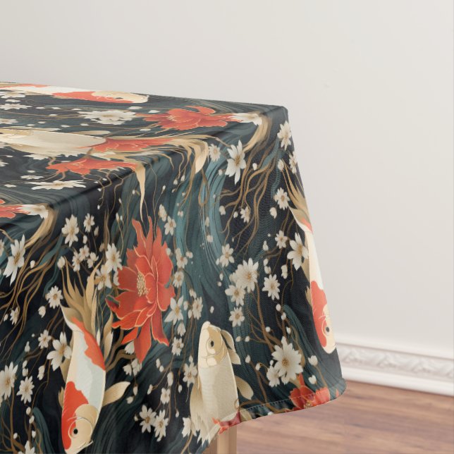 Japanese Koi Fish Seamless Pattern Tablecloth (In Situ)