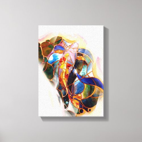 Japanese Koi Fish Stained Glass Art Canvas Print
