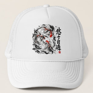 Japanese Koi Fish Sumi-e Art Yuyu Jiteki Japanes Trucker Hat