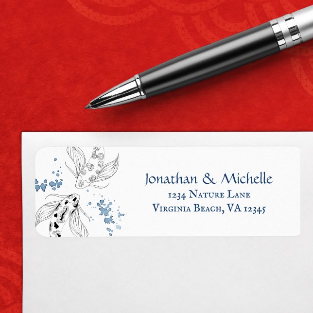 Japanese Koi Fish Swimming Wedding Address Label (Creator Uploaded)