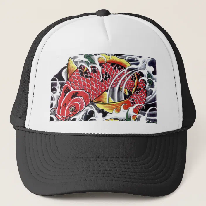 Japanese Koi Fish Tattoo Trucker Hat Zazzle Com