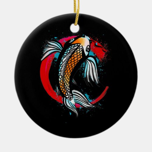 Japanese Koi Fish The Enso ring Zen Circle men Ceramic Ornament