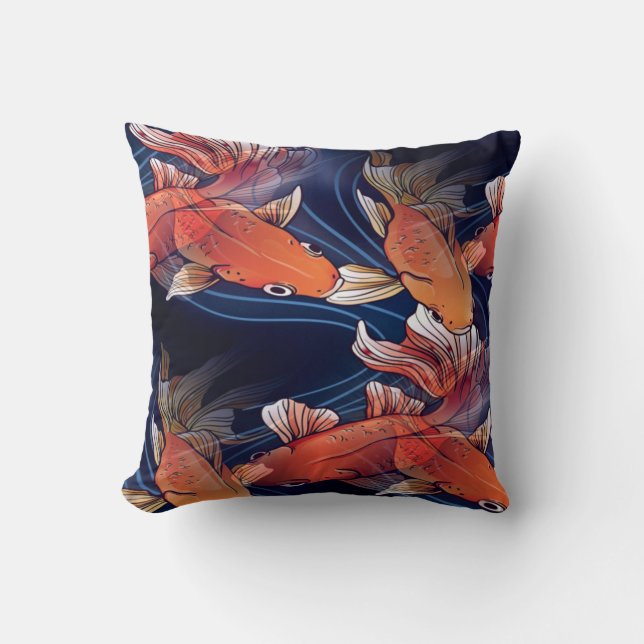 Japanese Koi Fish Throw Pillow (Front)