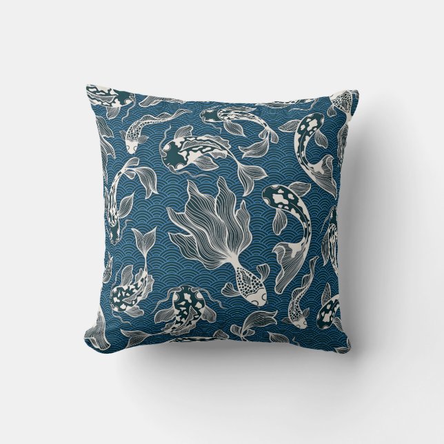 Japanese Koi Fish Throw Pillow (Front)