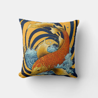 Japanese Koi Fish Throw Pillow