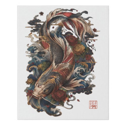 Japanese Koi Fish | Traditional Japanese Tattoo Faux Canvas Print
