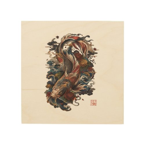 Japanese Koi Fish | Traditional Japanese Tattoo Wood Wall Art