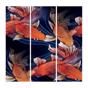 Japanese Koi Fish Triptych