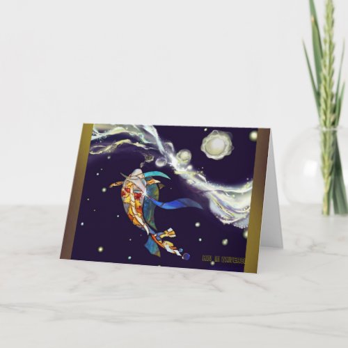 Japanese Koi Fish Universe Fantasy Greeting Card