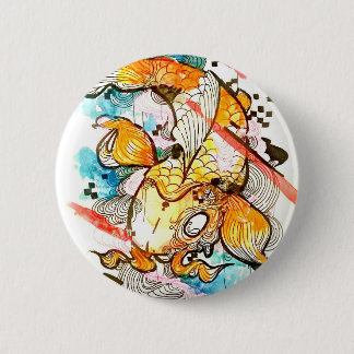 Japanese koi fish, watercolor art, aquatic art pinback button