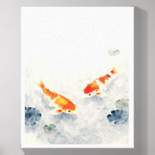 Japanese Koi Fish Watercolor Painting Art Canvas Photo Tile