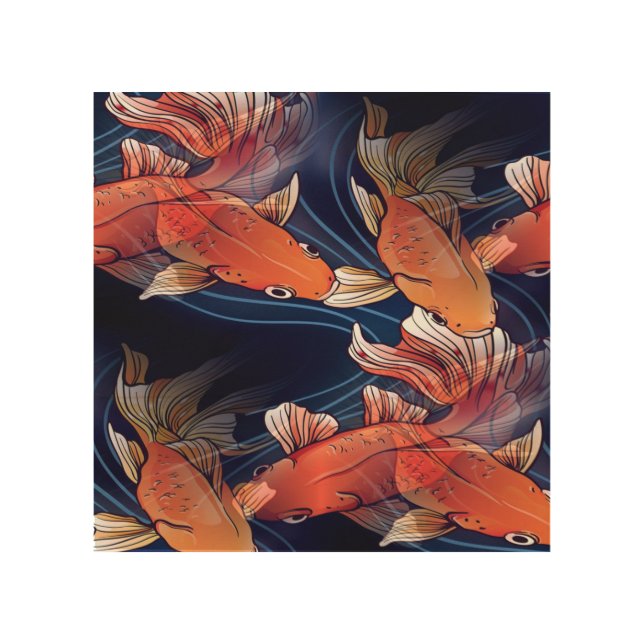 Japanese Koi Fish Wood Wall Art (Front)