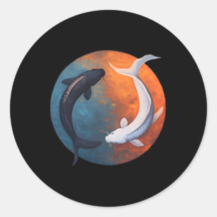 Japanese Koi Fish Yin And Yang Men Women Fisher Fi Classic Round Sticker