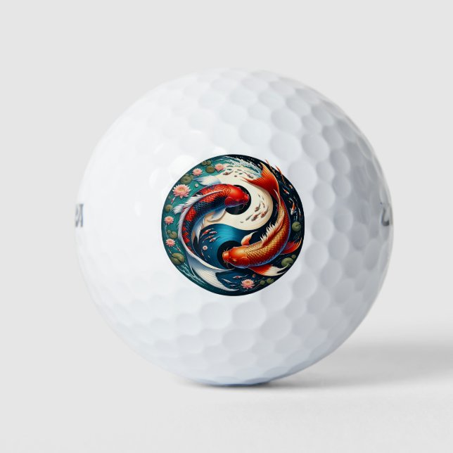 Japanese Koi Fish Yin Yang Golf Balls (Front)