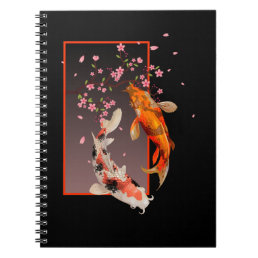 Japanese Koi Fishes and Flowers Notebook