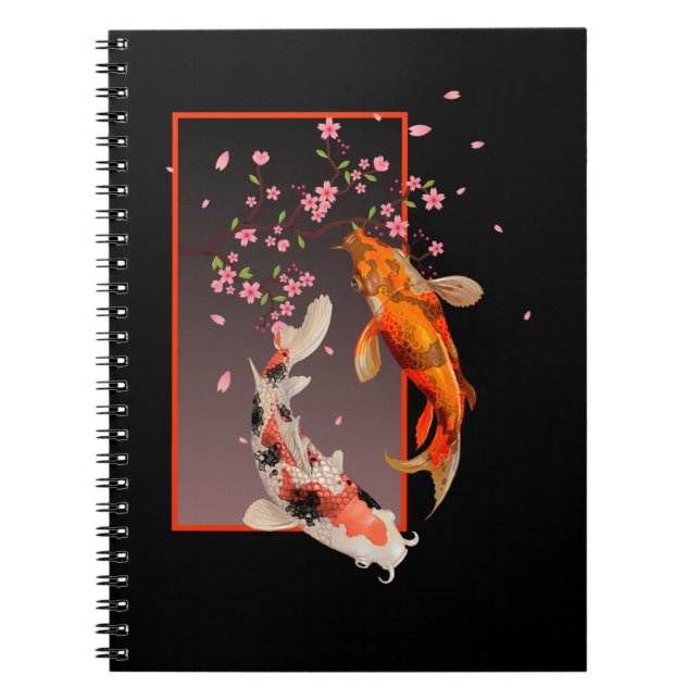 Japanese Koi Fishes and Flowers Notebook (Front)