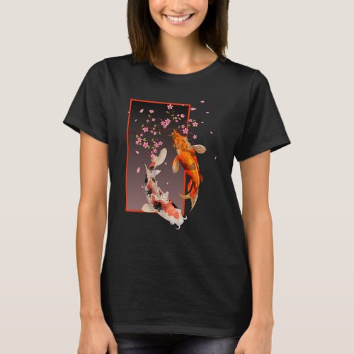 Japanese Koi Fishes and Flowers T_Shirt
