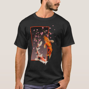 Japanese Koi Fishes and Flowers T-Shirt