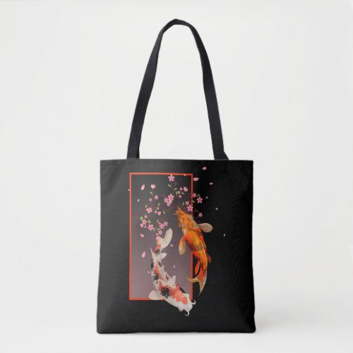 Japanese Koi Fishes and Flowers Tote Bag