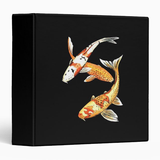 Japanese Koi Goldfish on Black Binder (Front/Spine)