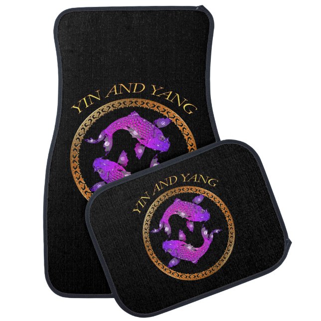 Japanese koi goldfish Yin and Yang Car Floor Mat (Set)