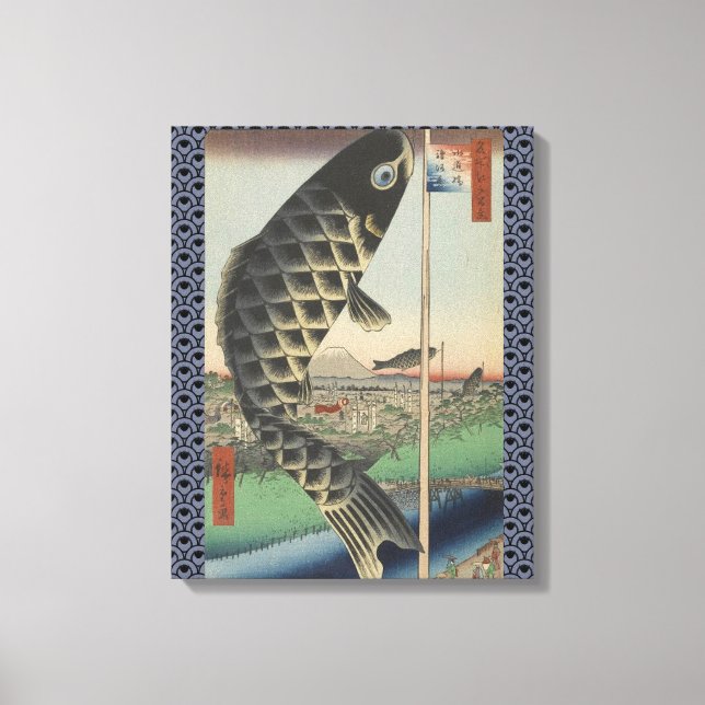 Japanese Koi Hiroshige Fish Festival Flag Canvas Print (Front)