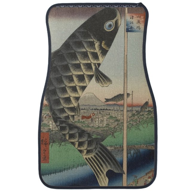 Japanese Koi Hiroshige Fish Festival Flag Car Floor Mat (Front)