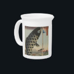 Japanese Koi Hiroshige Fish Festival Flag Drink Pitcher<br><div class="desc">This is a vintage Japanese woodcarving from 1857 (Hiroshige), showing three carp banners, or koi flags, which depicted the Boy's Festival. The carp, or Japanese koi is as a symbol of strength, as this fish was strong enough to jump up a waterfall. The carp is also considered a good luck...</div>