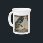 Japanese Koi Hiroshige Fish Festival Flag Drink Pitcher<br><div class="desc">This is a vintage Japanese woodcarving from 1857 (Hiroshige), showing three carp banners, or koi flags, which depicted the Boy's Festival. The carp, or Japanese koi is as a symbol of strength, as this fish was strong enough to jump up a waterfall. The carp is also considered a good luck...</div>