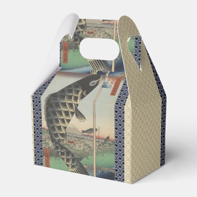 Japanese Koi Hiroshige Fish Festival Flag Favor Boxes (Front Side)