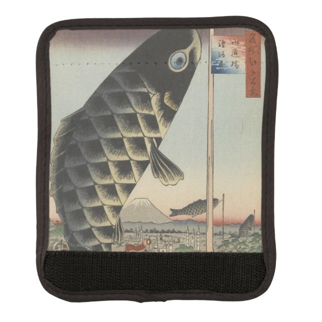 Japanese Koi Hiroshige Fish Festival Flag Luggage Handle Wrap (Front)