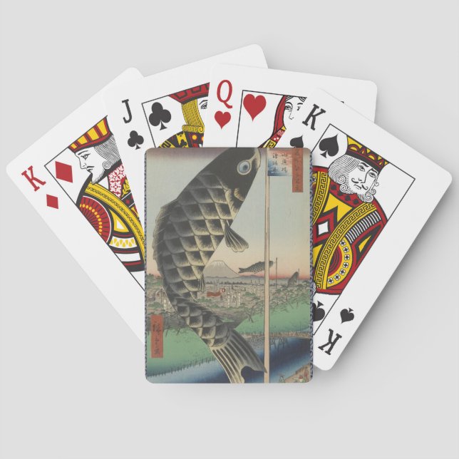 Japanese Koi Hiroshige Fish Festival Flag Poker Cards (Back)