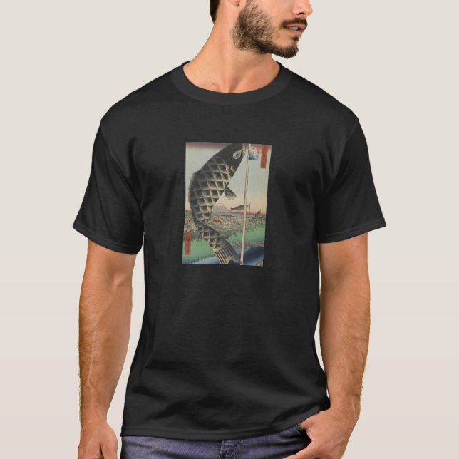 Japanese Koi Hiroshige Fish Festival Flag T-Shirt (Front)