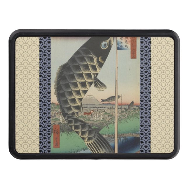 Japanese Koi Hiroshige Fish Festival Flag Tow Hitch Cover (Front)