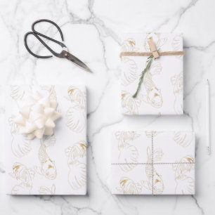 Japanese Koi In White and Gold  Wrapping Paper Sheets