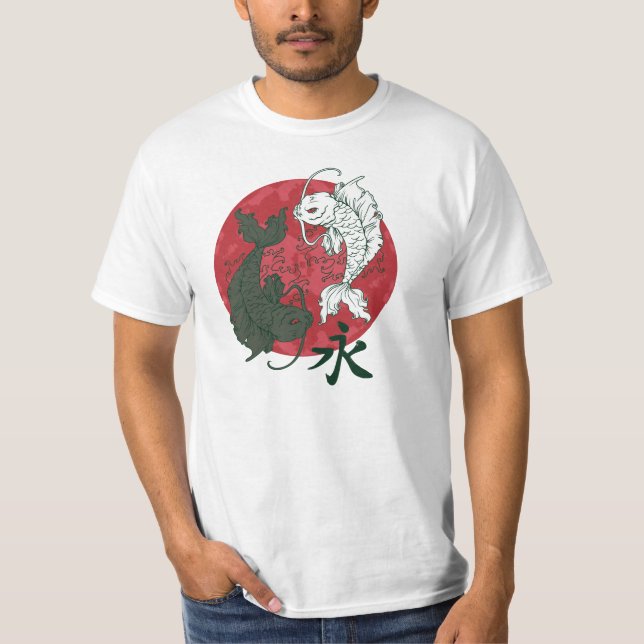 Japanese Koi Karp Yin and Yang design T-Shirt (Front)