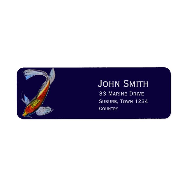 Japanese Koi original art fish Label (Front)