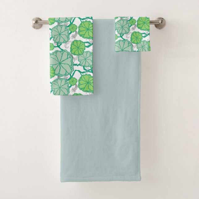 Japanese Koi Pond Bath Towel Set (Insitu)
