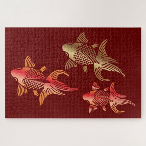 Japanese Koi Pond Trio Jigsaw Puzzle