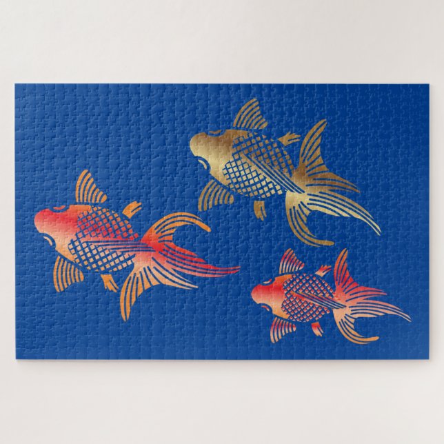 Japanese Koi Pond Trio Jigsaw Puzzle (Horizontal)