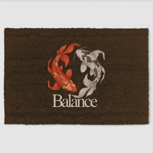 Japanese Koi Symbol of Balance Harmony and Calm Fiber Doormat