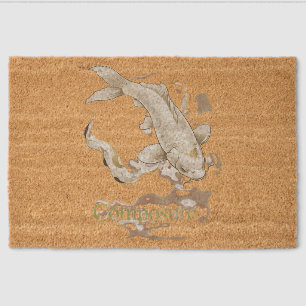 Japanese Koi Symbol of Composure Calm Energy Fiber Doormat