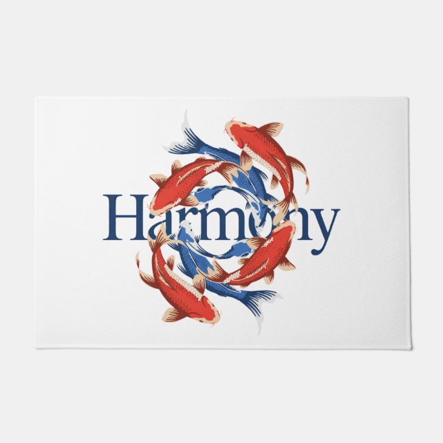 Japanese Koi Symbol of Harmony Balance Doormat (Front)